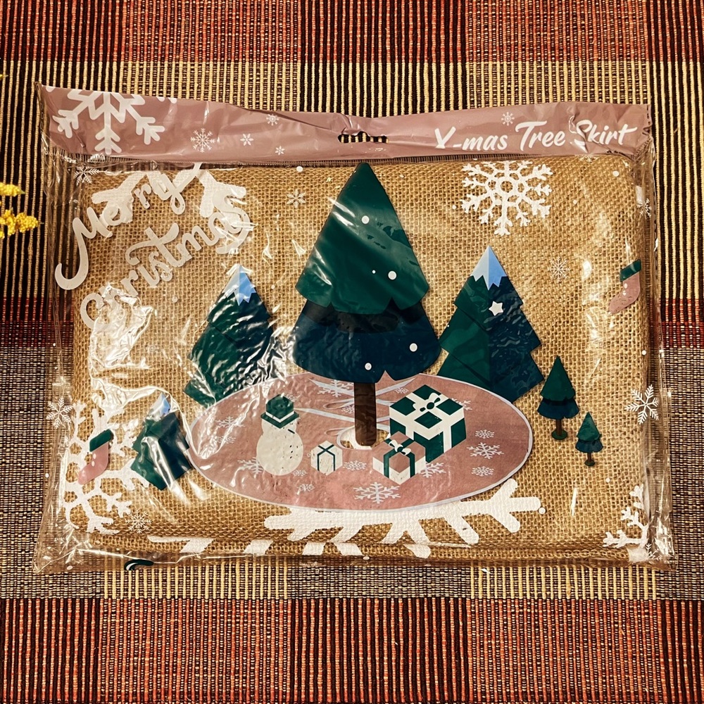 Rustic Burlap Christmas Tree Skirt – 48” Snowflake Farmhouse Style – NWT - Picture 2 of 12